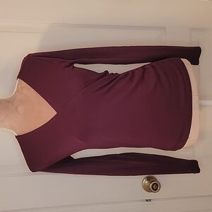 LOFT Faux Wrap Top. Burgundy Wine Color Size XS EUC!